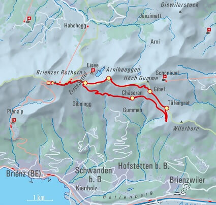 Wanderkarte: Brienzer Rothorn wandern