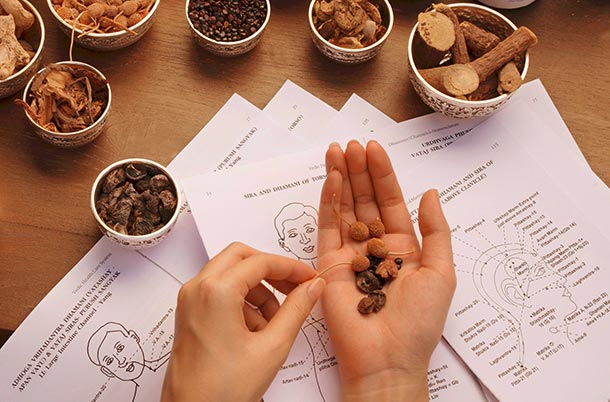 A.Vogel, Ayurveda komplexe Heilmittelmischungen 3000 Heilpflanzen werden in der ayurvedischen Pharmakologie verwendet. (Foto: aga, L. I. Tetto)